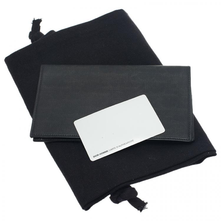 Pre Owned Dior Homme Black Logo Jacquard Leather Passport Cover