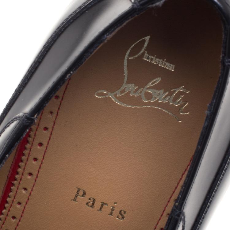 Pre Owned Christian Louboutin Black Leather Orleaness Lace Up Derby Size 43