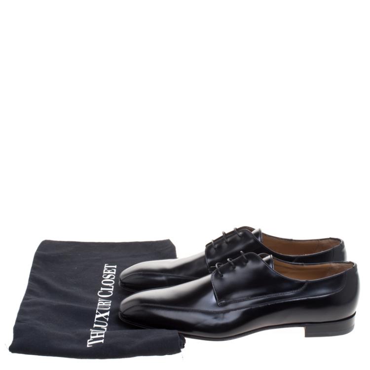 Pre Owned Christian Louboutin Black Leather Orleaness Lace Up Derby Size 43