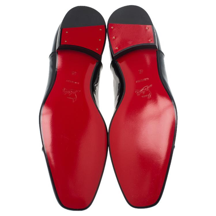 Pre Owned Christian Louboutin Black Patent Greggo Flat Oxfords Size 41