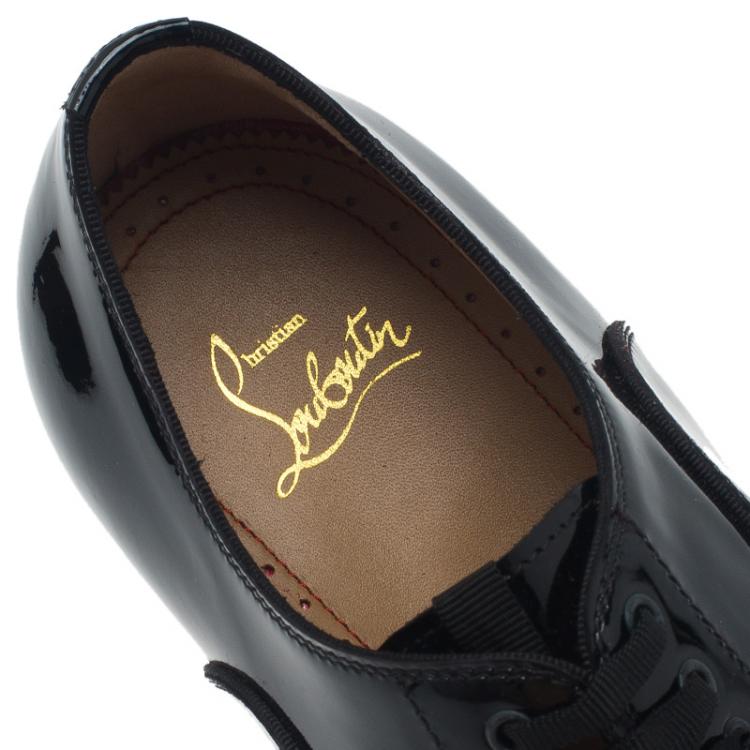Pre Owned Christian Louboutin Black Patent Greggo Flat Oxfords Size 41