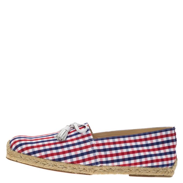 Pre Owned Christian Louboutin Vichy Papiounet Bow Espadrilles Size 44