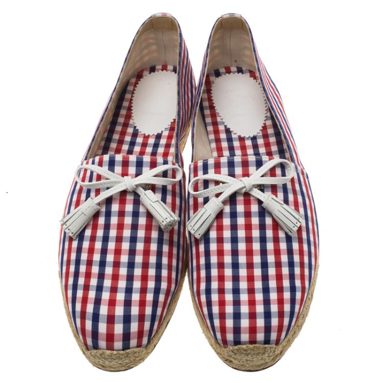 Pre Owned Christian Louboutin Vichy Papiounet Bow Espadrilles Size 44