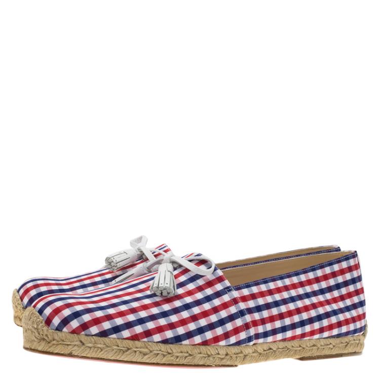 Pre Owned Christian Louboutin Vichy Papiounet Bow Espadrilles Size 44