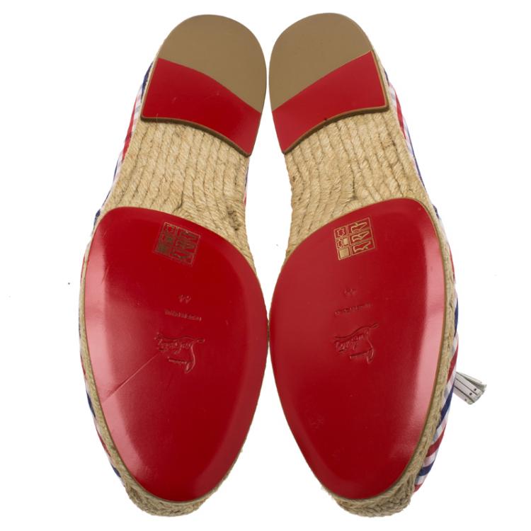 Pre Owned Christian Louboutin Vichy Papiounet Bow Espadrilles Size 44