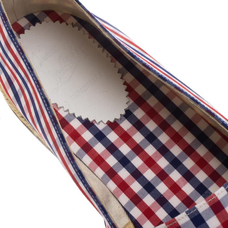Pre Owned Christian Louboutin Vichy Papiounet Bow Espadrilles Size 44