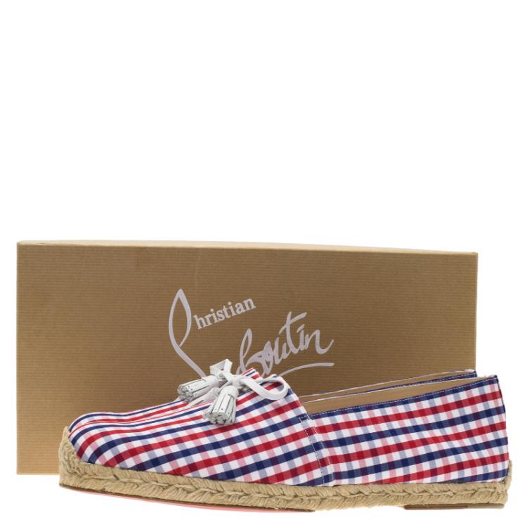 Pre Owned Christian Louboutin Vichy Papiounet Bow Espadrilles Size 44