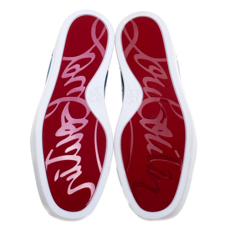 Pre Owned Christian Louboutin Persian Blue Leather Louis High Top Sneakers Size 41