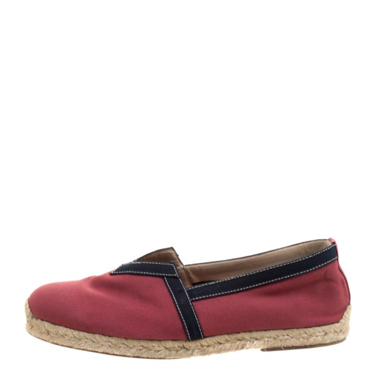 Pre Owned Christian Louboutin Red Canvas Eos Espadrilles Size 43