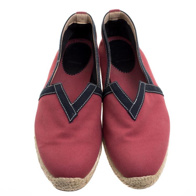 Pre Owned Christian Louboutin Red Canvas Eos Espadrilles Size 43