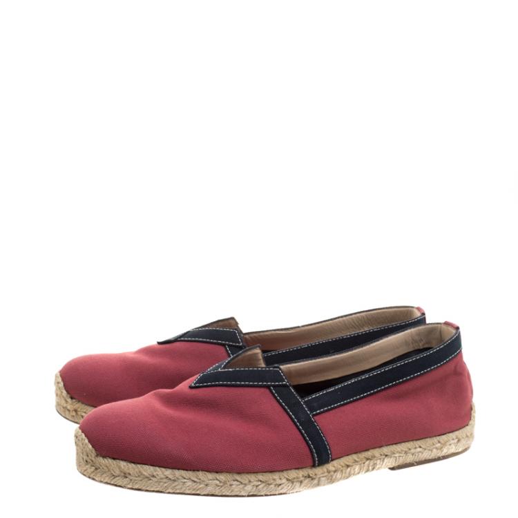 Pre Owned Christian Louboutin Red Canvas Eos Espadrilles Size 43