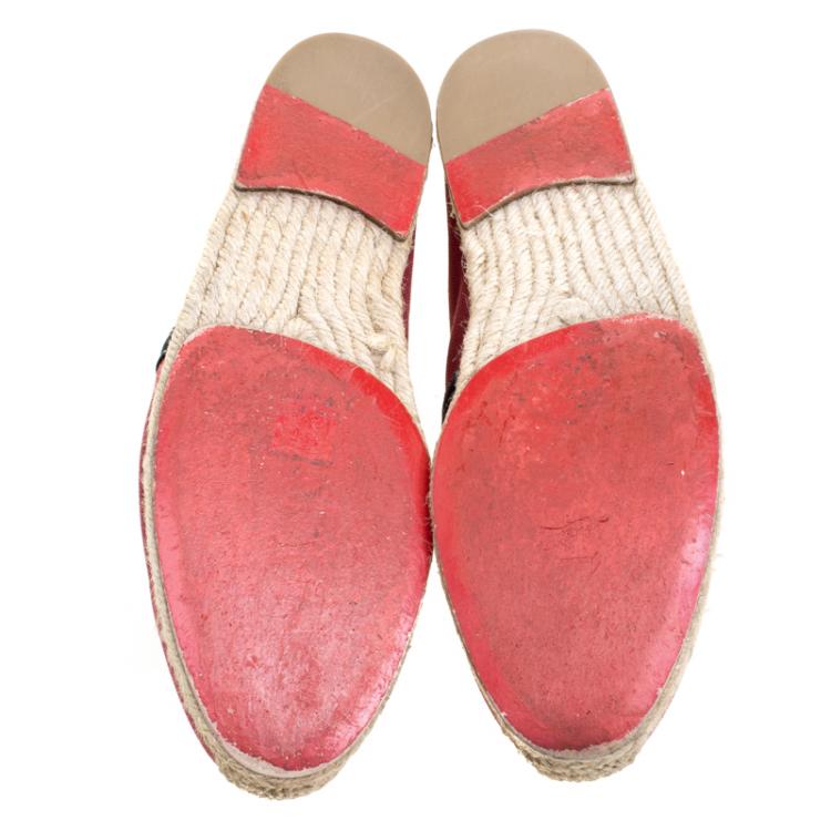 Pre Owned Christian Louboutin Red Canvas Eos Espadrilles Size 43
