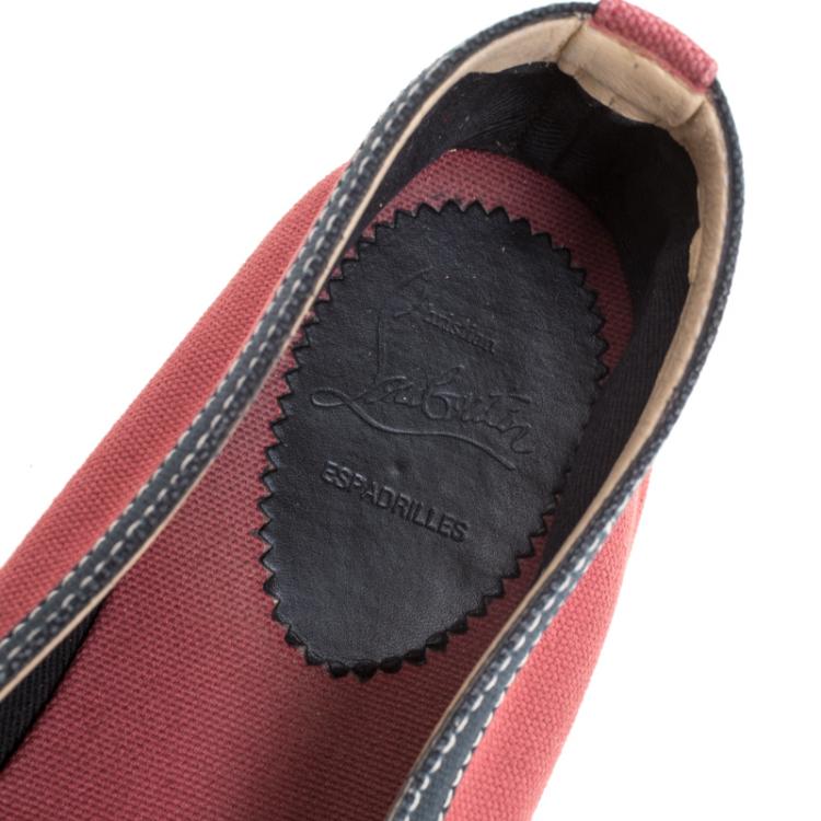 Pre Owned Christian Louboutin Red Canvas Eos Espadrilles Size 43