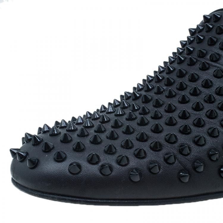 Pre Owned Christian Louboutin Black Rollerboy Spikes Smoking Slippers Size 43