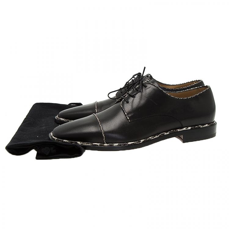 Pre Owned Christian Louboutin Black Python Trim Derby Size 42