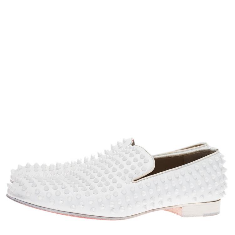 Christian Louboutin White Spiked Leather Dandelion Slip-On Size 42.5