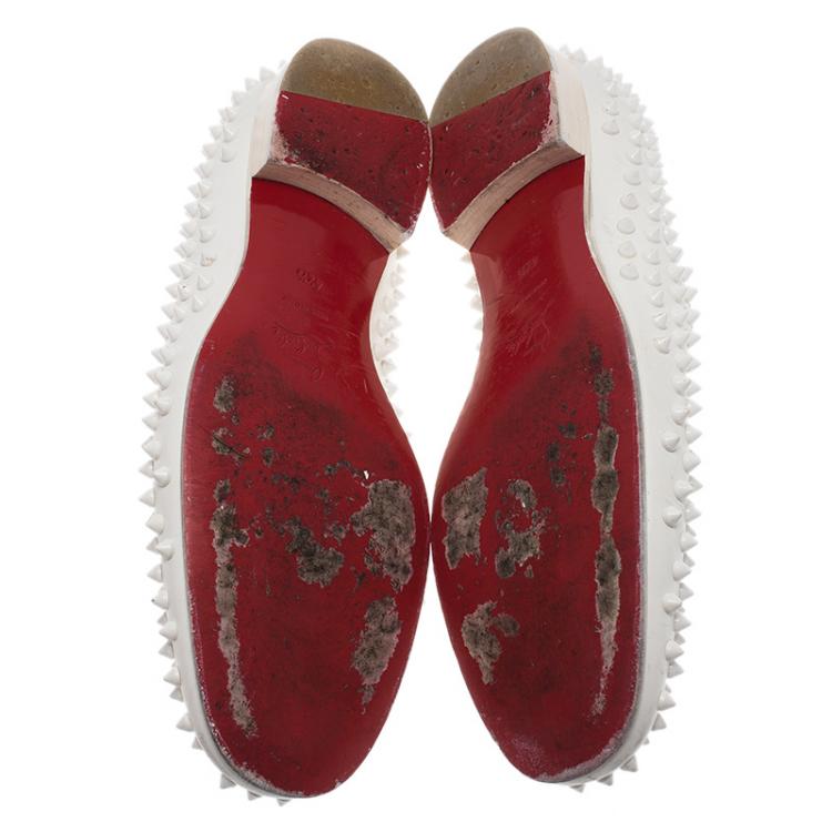 Christian Louboutin White Spiked Leather Dandelion Slip-On Size 42.5