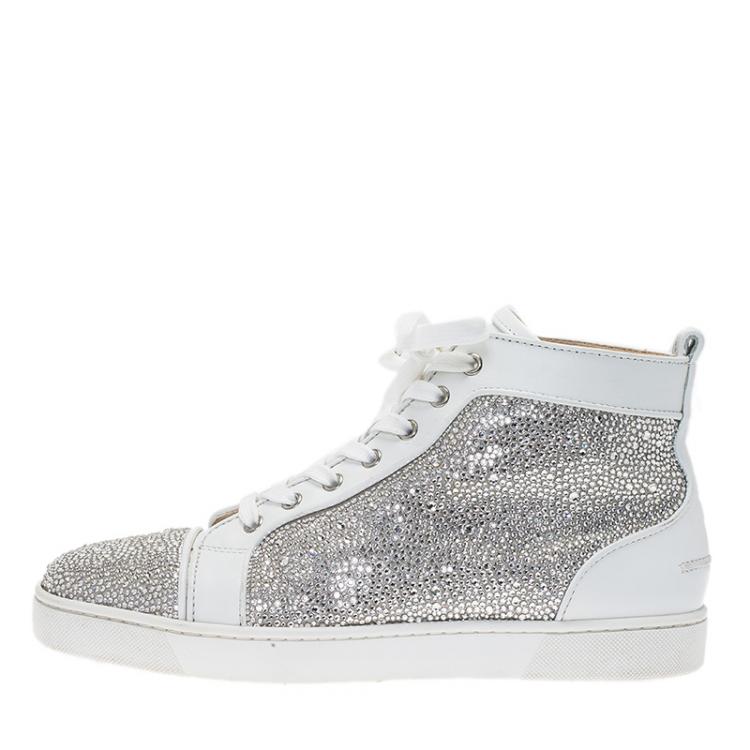 Christian Louboutin Louis Strass Embellished Silver High Top Sneaker 43/ US  10