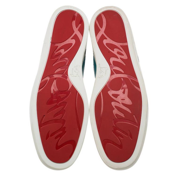 Pre Owned Christian Louboutin Tricolor Glitter Brogue Leather Golfito Sneakers Size 42.5