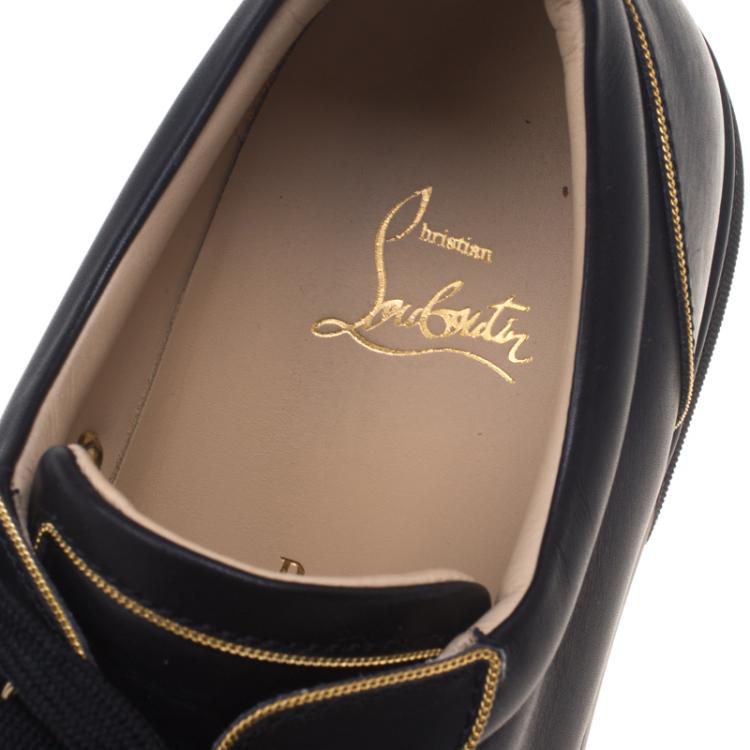 Pre Owned Christian Louboutin Black Leather Rush Spike Lace Up Sneakers Size 43