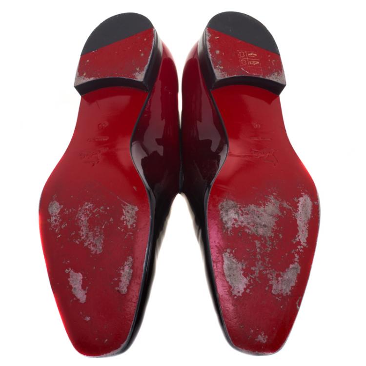 Pre Owned Christian Louboutin Red Ombre Patent Leather Dandelion Loafers Size 44
