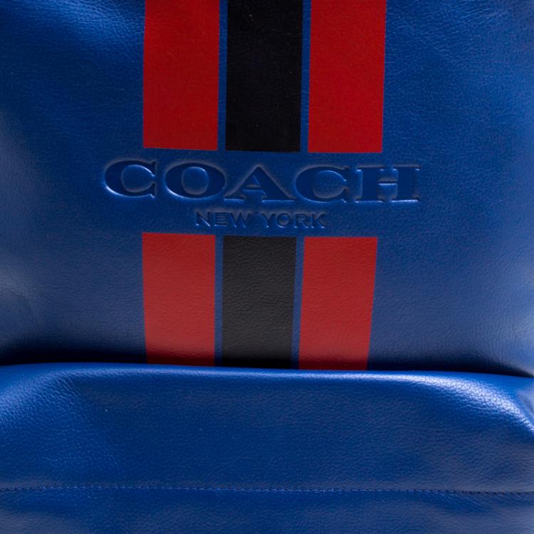 Pre Owned Coach Midnight Blue Leather New Varsity Charles Backpack