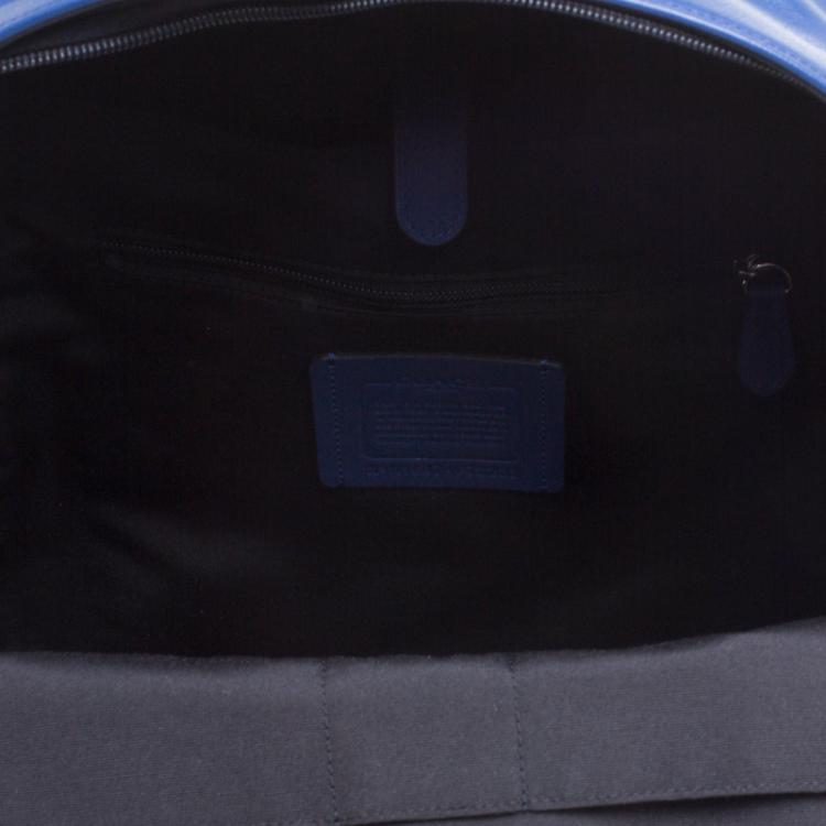 Pre Owned Coach Midnight Blue Leather New Varsity Charles Backpack