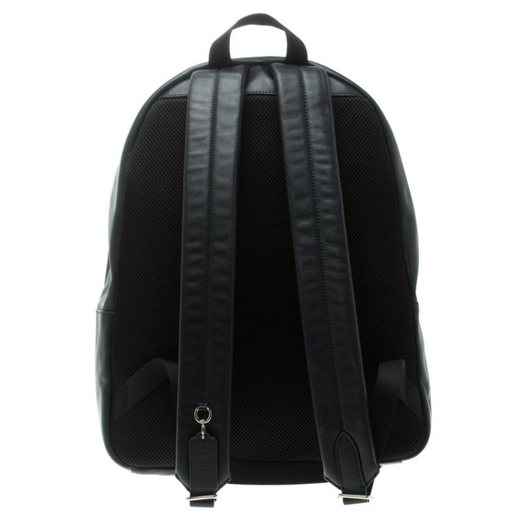 Pre Owned Coach Navy Blue Coated Canvas and Leather New Varsity Charles Backpack