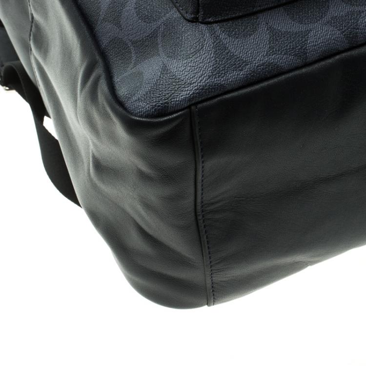 Pre Owned Coach Navy Blue Coated Canvas and Leather New Varsity Charles Backpack