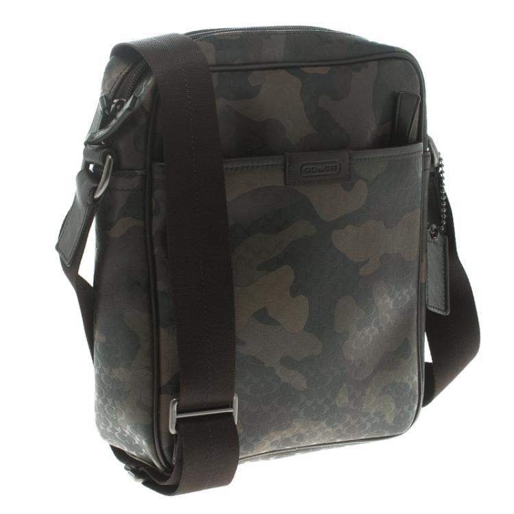 Pre Owned Coach Camouflage PVC Heritage Crossbody Bag