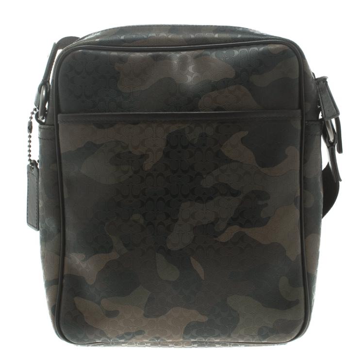 Pre Owned Coach Camouflage PVC Heritage Crossbody Bag