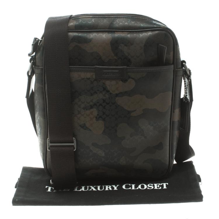 Pre Owned Coach Camouflage PVC Heritage Crossbody Bag