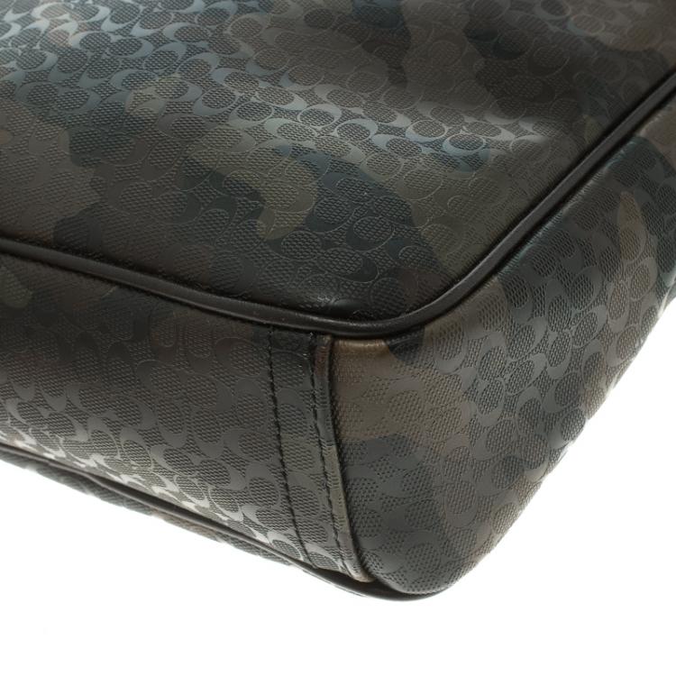 Pre Owned Coach Camouflage PVC Heritage Crossbody Bag