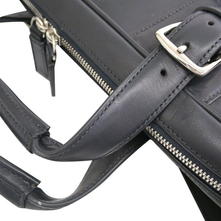 Pre Owned Coach Black Leather Single Zip Top Briefcase