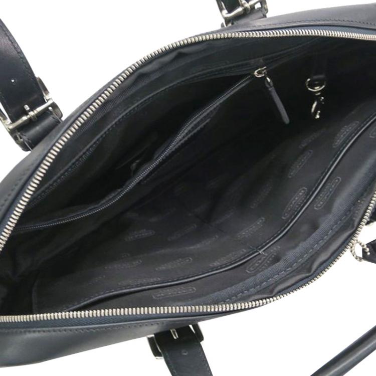 Pre Owned Coach Black Leather Single Zip Top Briefcase