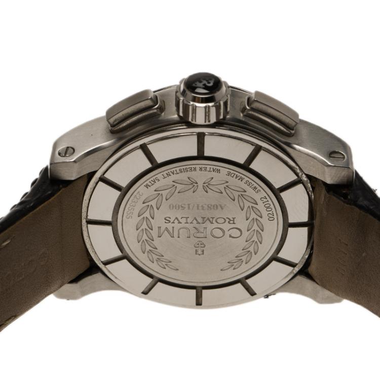 Pre Owned Corum Black Stainless Steel Romulus Men's Wristwatch 42MM