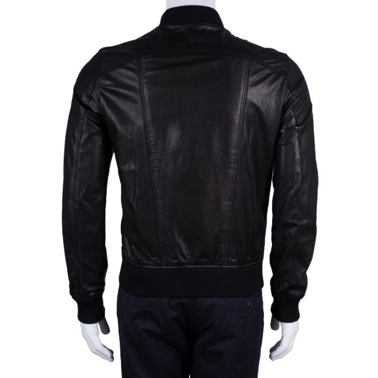 Pre Owned D&G Men's Black Leather Jacket M