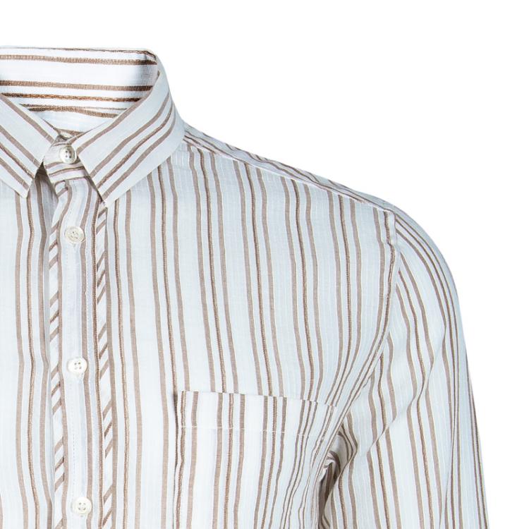 مملوكة مسبقًا D&G Men's White Striped Cotton Shirt M