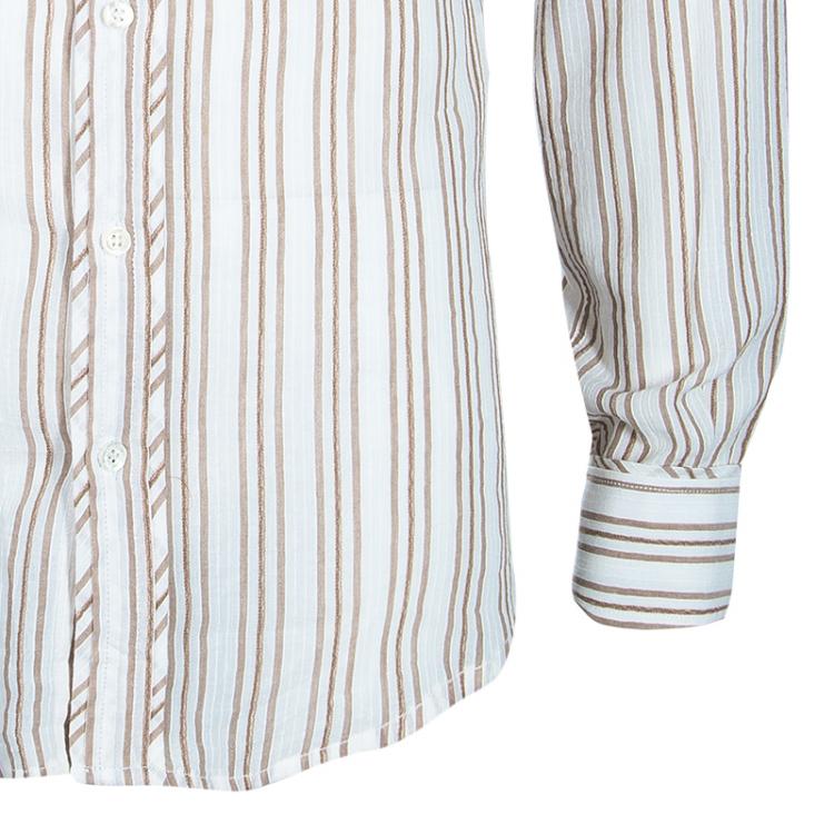 مملوكة مسبقًا D&G Men's White Striped Cotton Shirt M