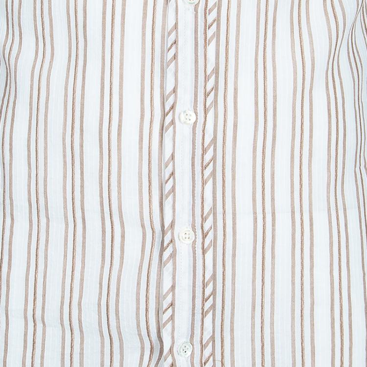 مملوكة مسبقًا D&G Men's White Striped Cotton Shirt M
