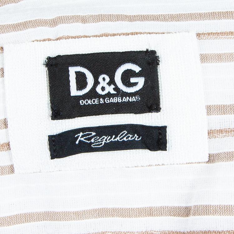 مملوكة مسبقًا D&G Men's White Striped Cotton Shirt M