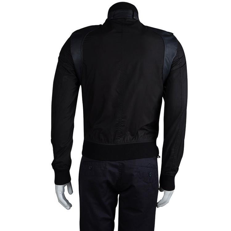 Pre Owned D&G Black Leather Trim Bomber Jacket S