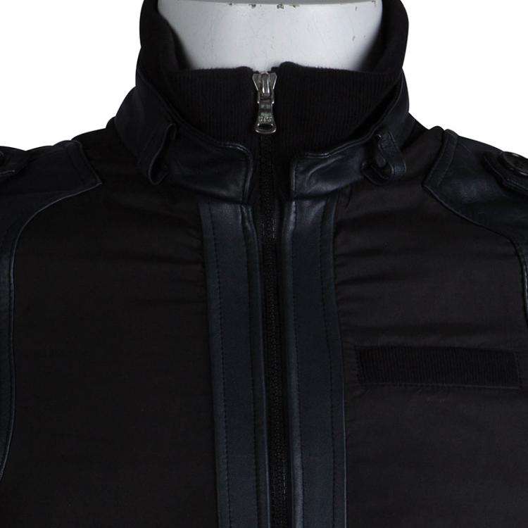 Pre Owned D&G Black Leather Trim Bomber Jacket S