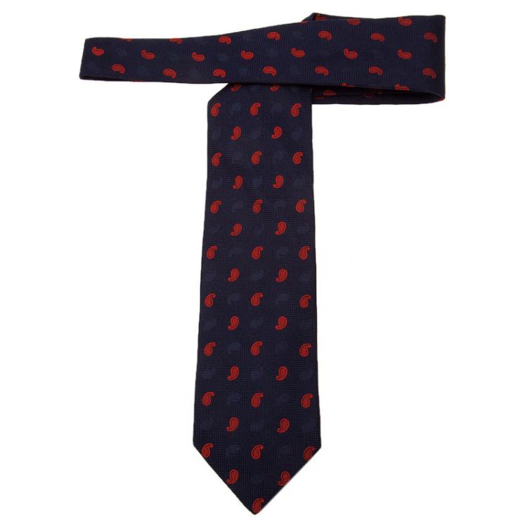 Pre Owned Dior Navy Blue Apostrophe Printed Silk Tie