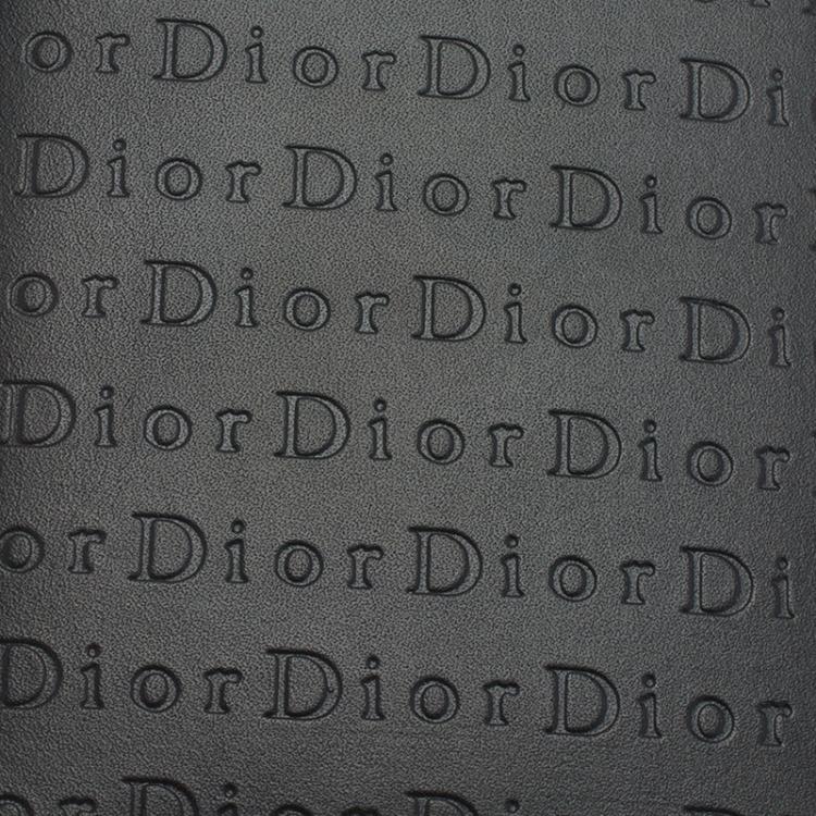 Pre Owned Dior Black Logo Embossed Leather Card Holder