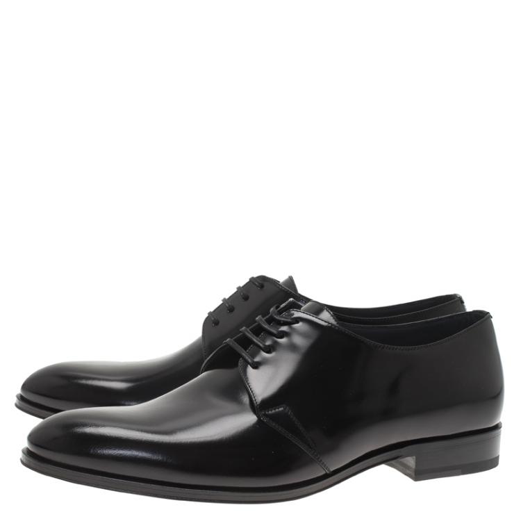 Pre Owned Dior Black Patent Lace Up Derby Size 42