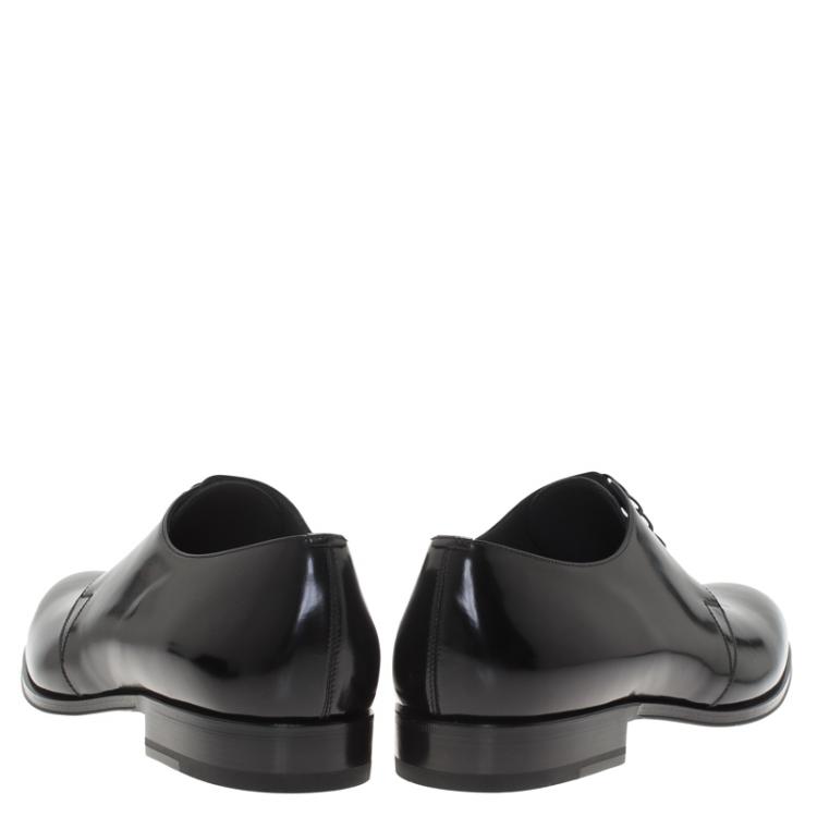 Pre Owned Dior Black Patent Lace Up Derby Size 42
