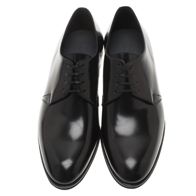 Pre Owned Dior Black Patent Lace Up Derby Size 42