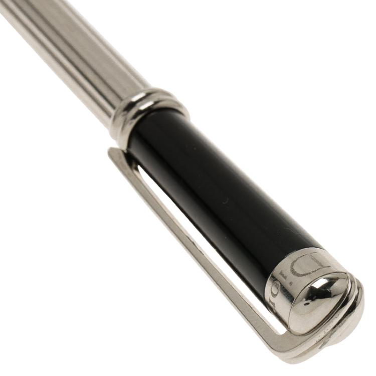 Pre Owned Dior Black and Silver Resin Classic Ballpoint Pen