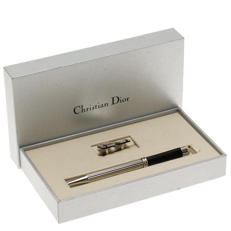 Pre Owned Dior Black and Silver Resin Classic Ballpoint Pen
